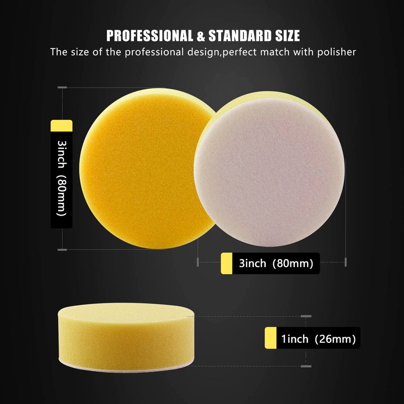 ZFE Polishing Pad, 50pcs 3 inch(80 mm) Sponge Buffing Pads, Foam Polishing Pad Kit for Car Sanding, Polishing and Waxing - Image 4
